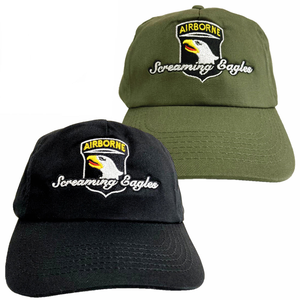 101st Airborne Screaming Eagles US Army Embroidered Black Green Adjustable Baseball Cap