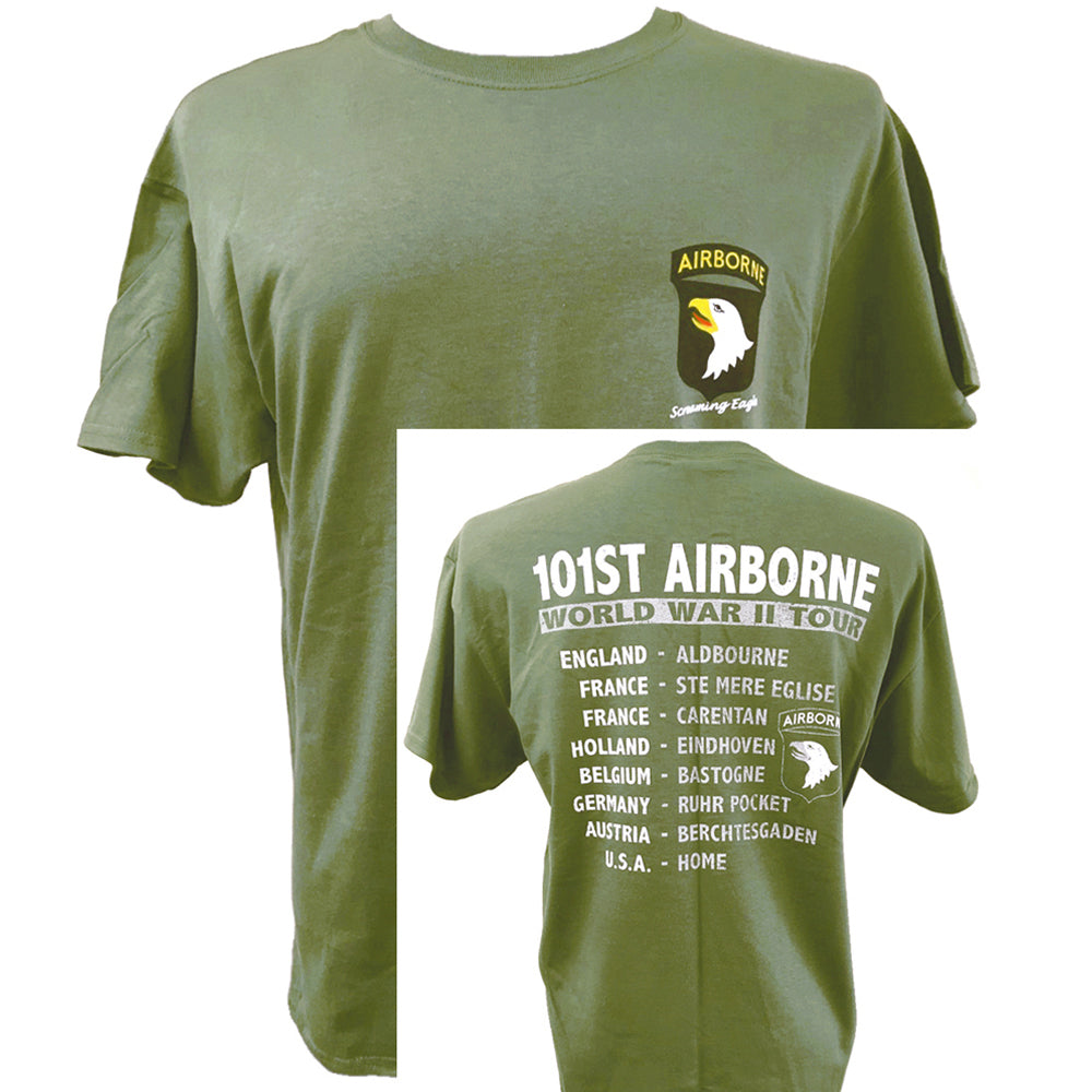 101st Airborne Screaming Eagles US Army WW2 Motif Back Print T Shirt