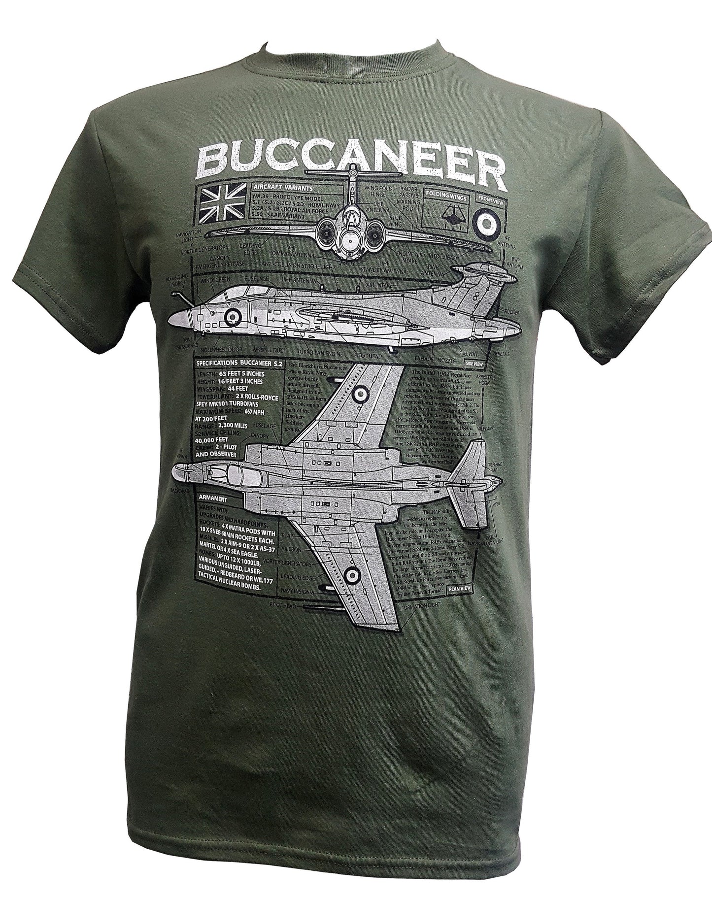 Blackburn Buccaneer RAF Cold War Jet Blueprint Design T Shirt