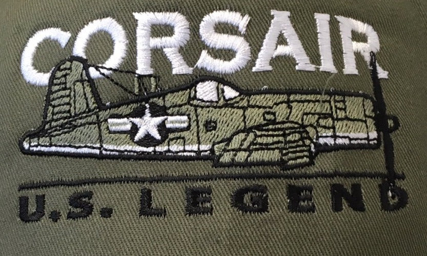 Vought F4U Corsair US Navy US Marine Corps Royal Navy RNZAF WWll Korean War Fighter Aircraft Embroidered Green Adjustable Baseball Cap