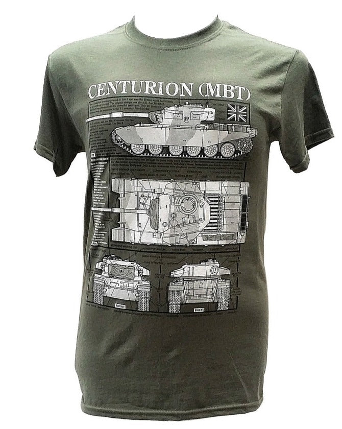 Centurion Tank British Army Blueprint Design T Shirt