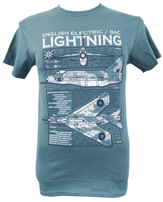 BACs English Electric Lightning RAF Cold War Interceptor Aircraft Blueprint Design T Shirt