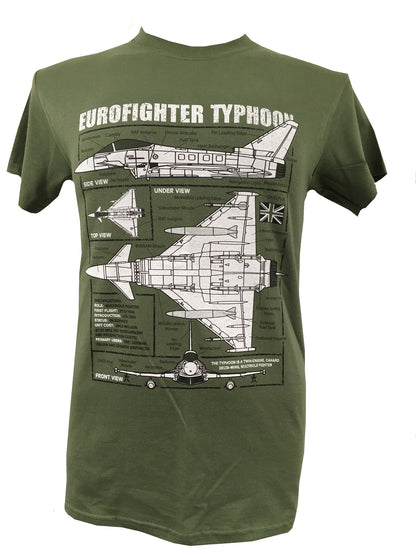 Eurofighter Typhoon EF2000 RAF Military Fighter Jet Blueprint Design T Shirt