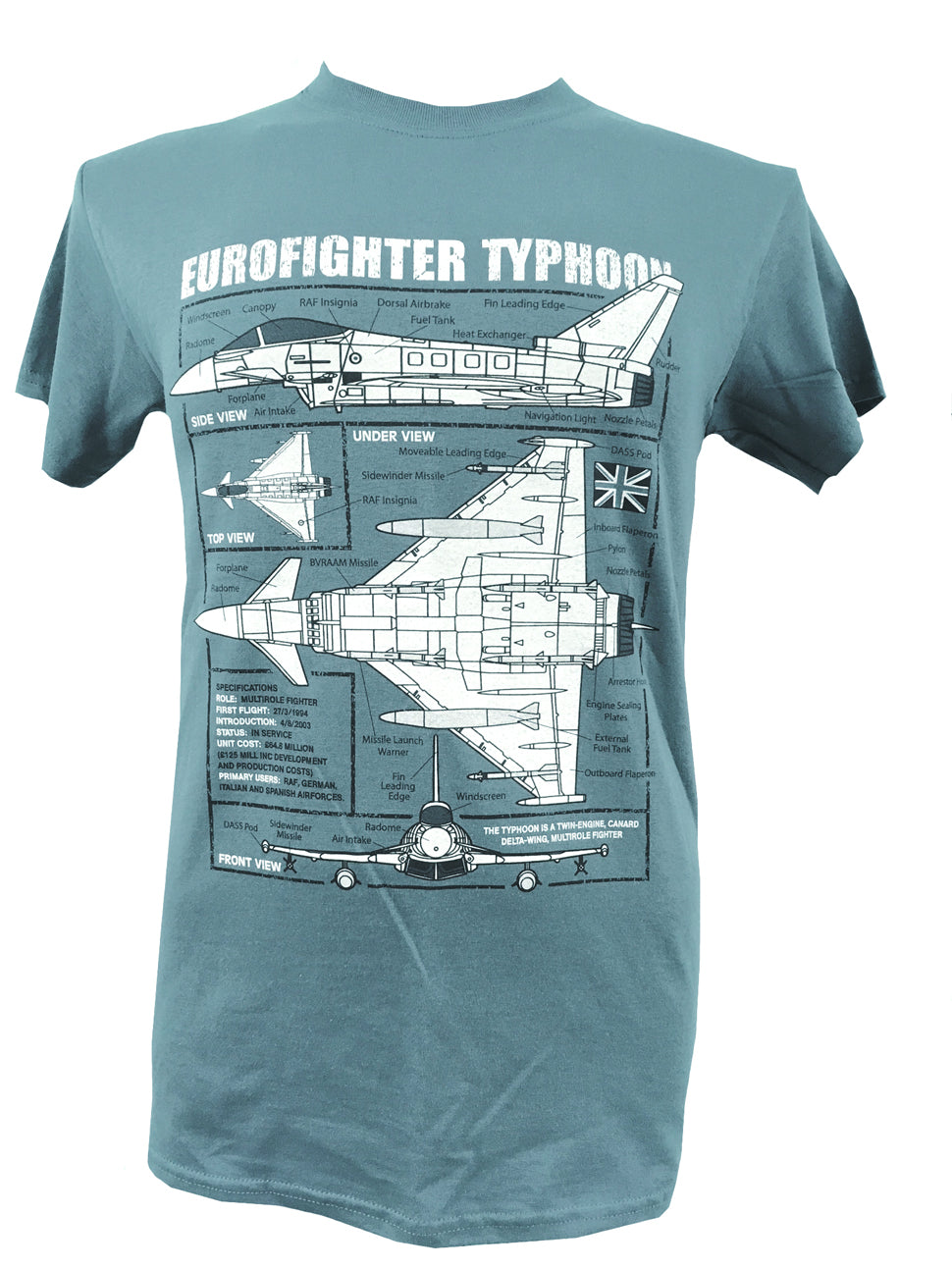 Eurofighter Typhoon EF2000 RAF Military Fighter Jet Blueprint Design T Shirt