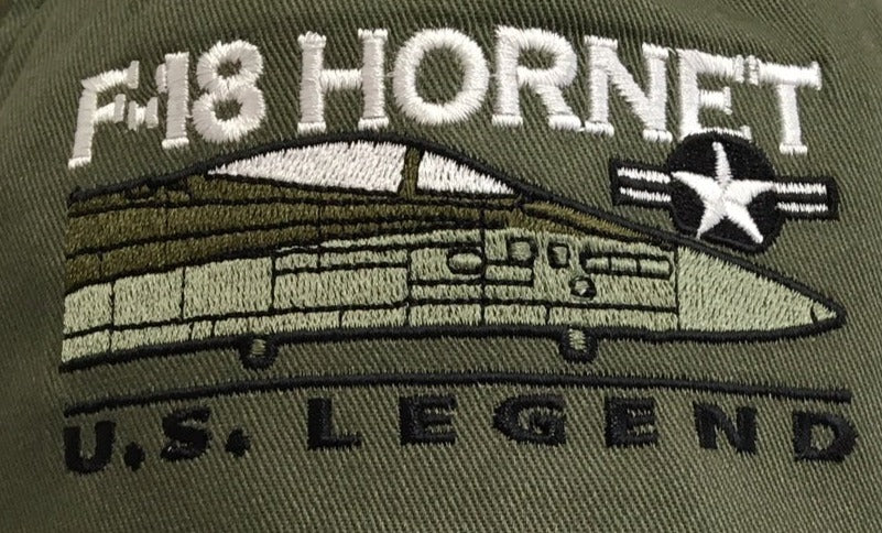 McDonnell Douglas F A 18 Hornet USN USMC RSAF Multirole Jet Embroidered Green Adjustable Baseball Cap