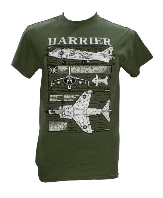 Hawker Siddeley Harrier Jump Jet RAF Military Aircraft Blueprint Design T Shirt