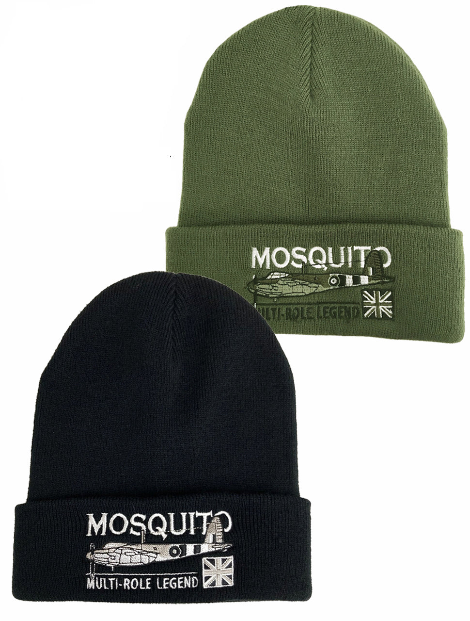 de Havilland DH 98 Mosquito RAF RCAF RAAF USAF WW11 Multirole Fighter Bomber Aircraft Embroidered Black Green Beanie Hat