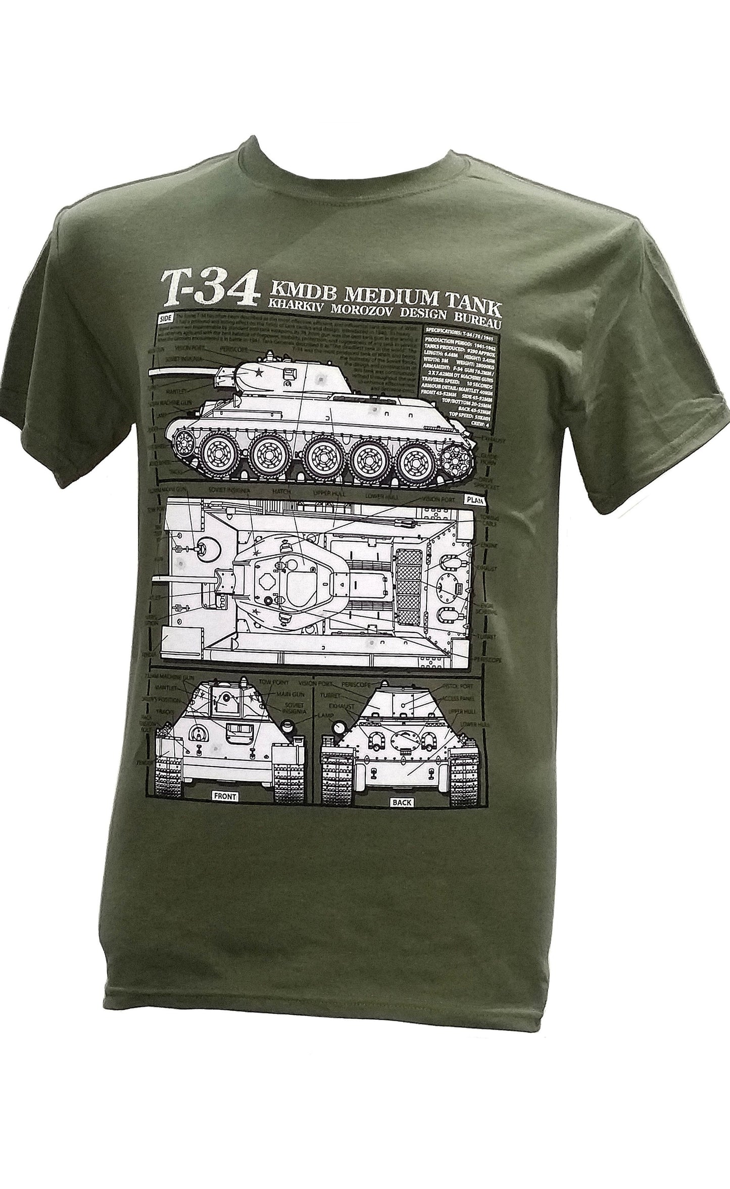 Soviet T 34 WW2 Medium Tank Blueprint Design T Shirt