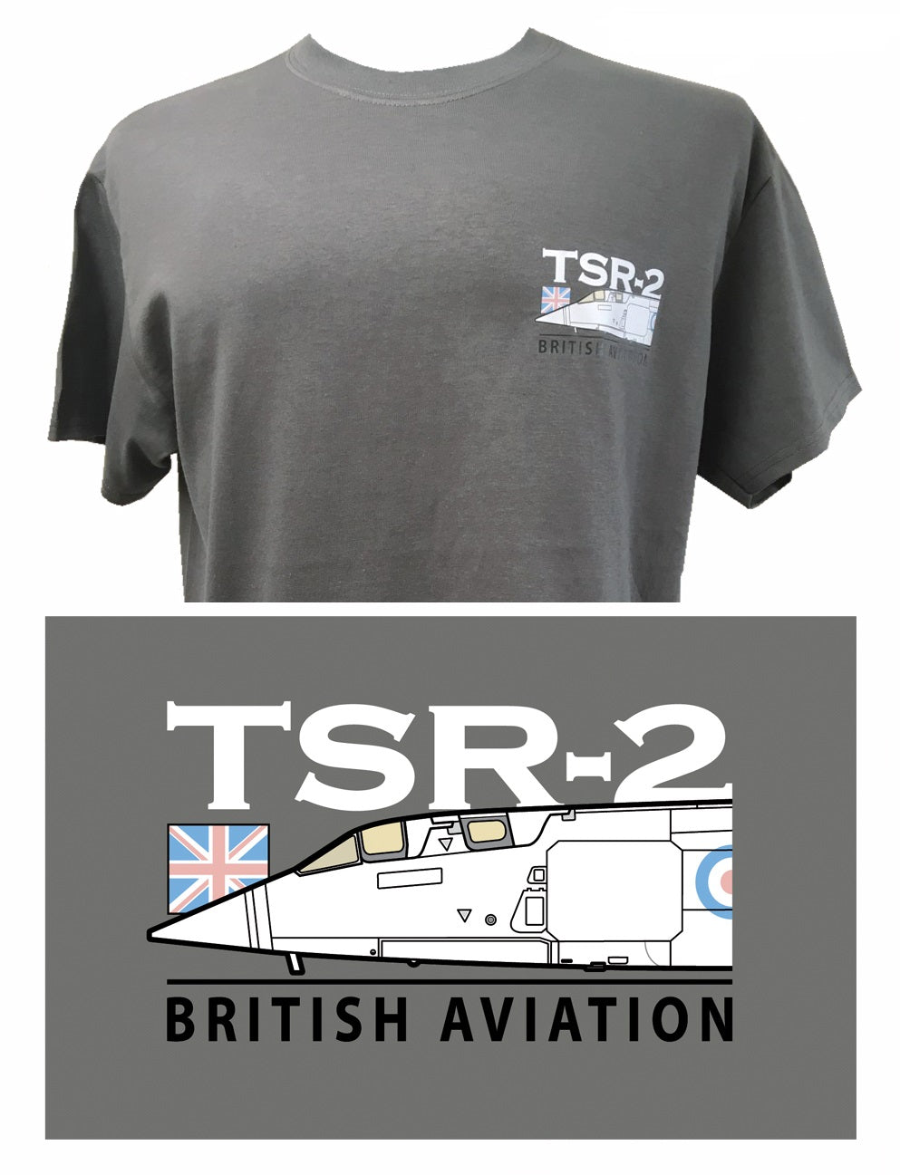 British Aircraft Corporation TSR 2 Aircraft Design Grey T-shirt