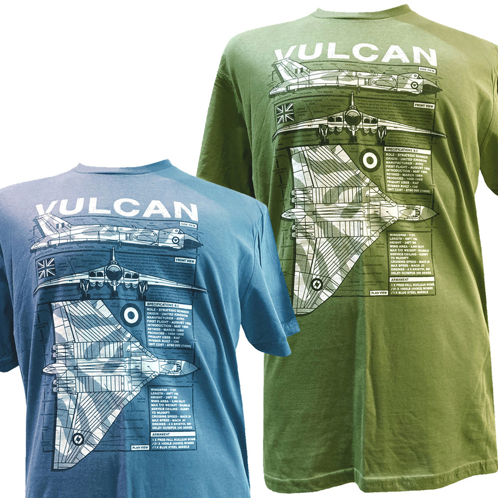 Avro Vulcan RAF Nuclear Bomber Aircraft Blueprint Design T Shirt