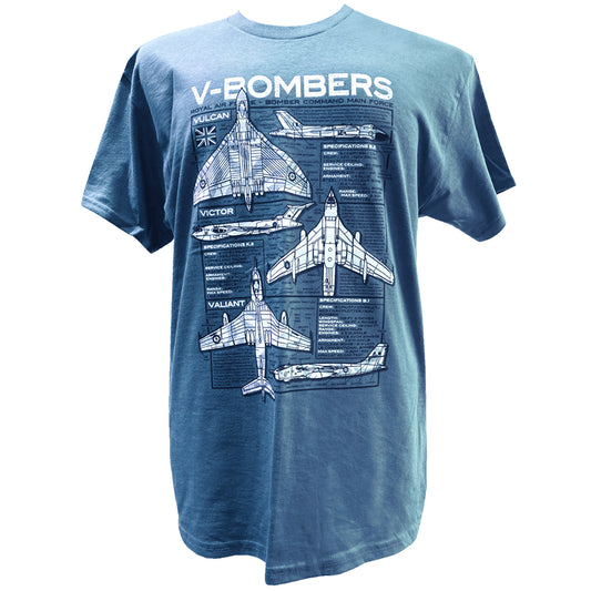V Bombers Avro Vulcan Vickers Valliant Handley Page Victor Bomber Aircraft Blueprint Design T-shirt