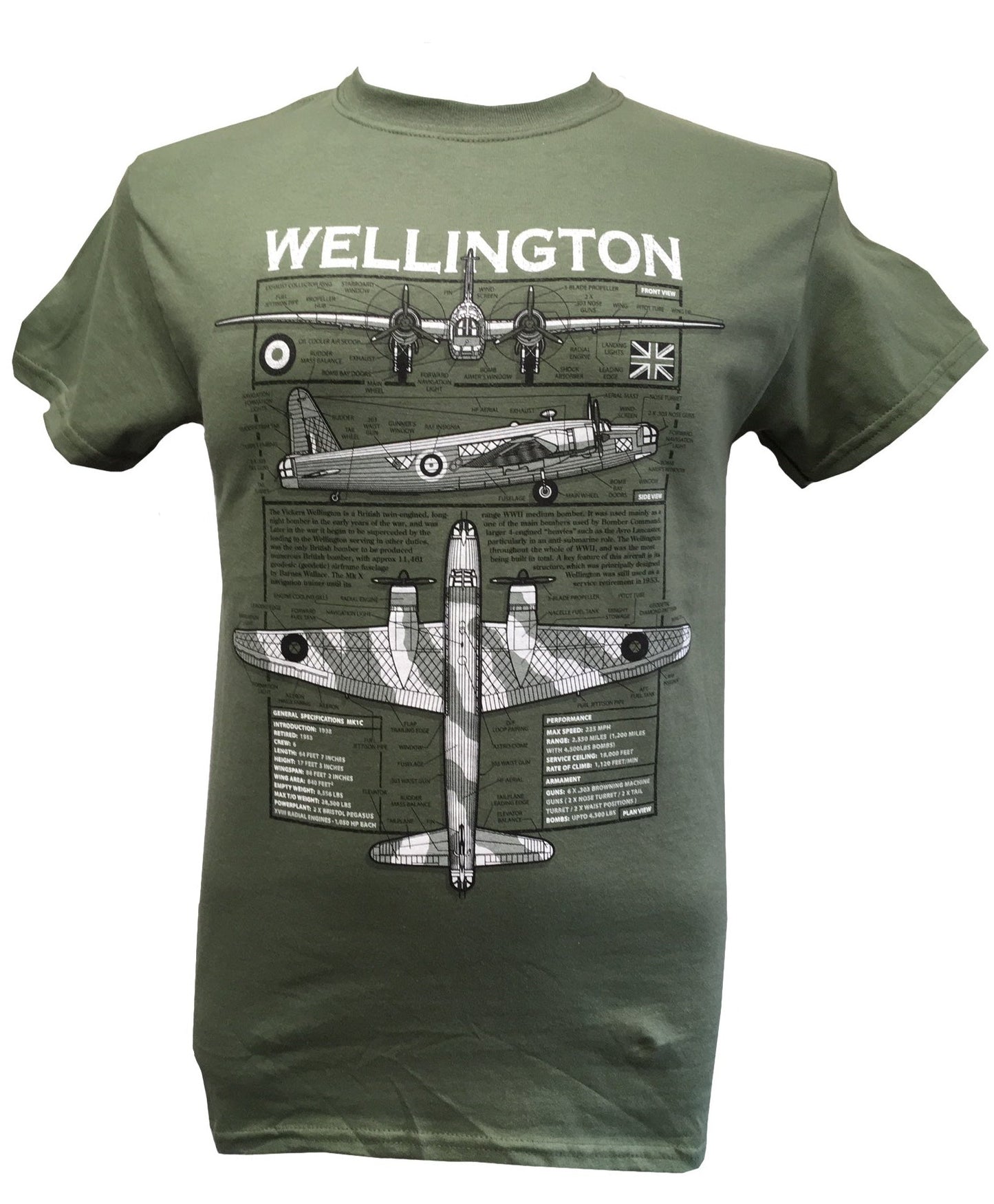 Vickers Wellington RAF WW2 Medium Bomber Blueprint T-shirt