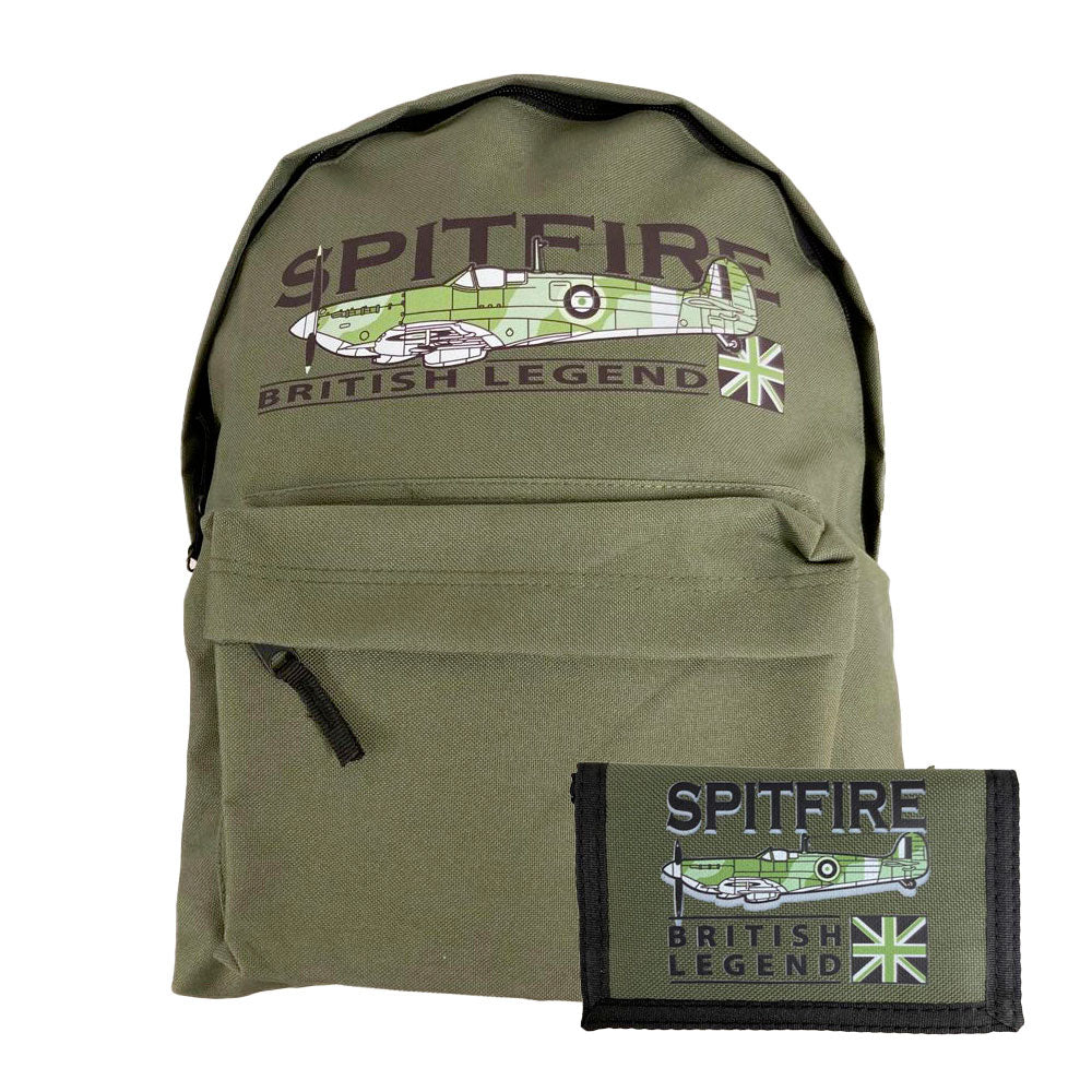 Supermarine Spitfire RAF WW2 Battle Of Britain Aircraft Wallet Backpack Bundle
