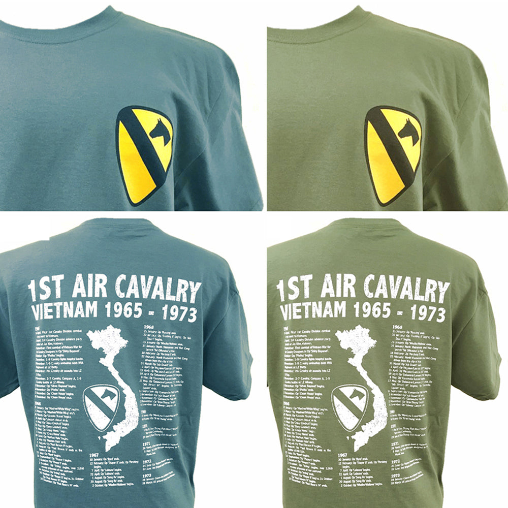 1st Air Cavalry Division US Army Vietnam Motif Front Back Print T Shirt