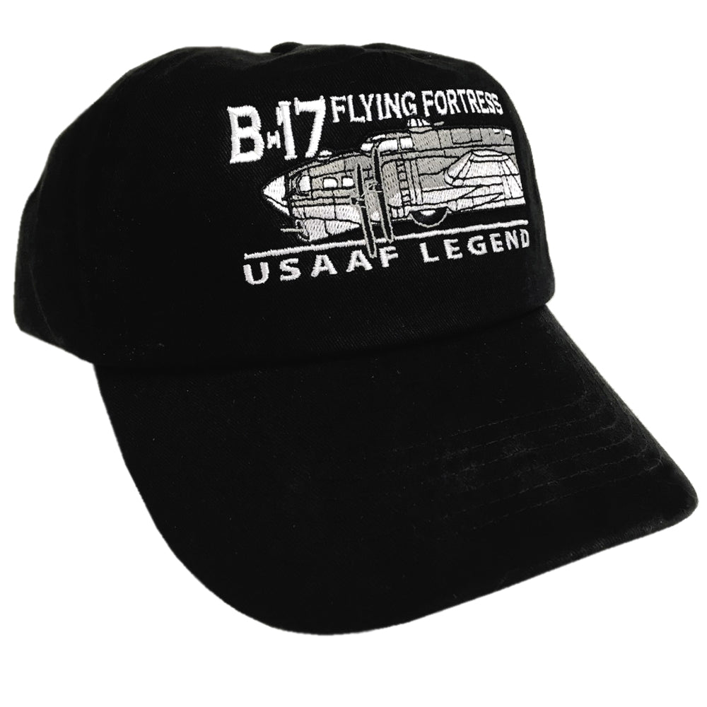 B 17 Flying Fortress USAF RAF WW2 Four Engine Heavy Bomber Aircraft Embroidered Green Black Adjustable Baseball Cap