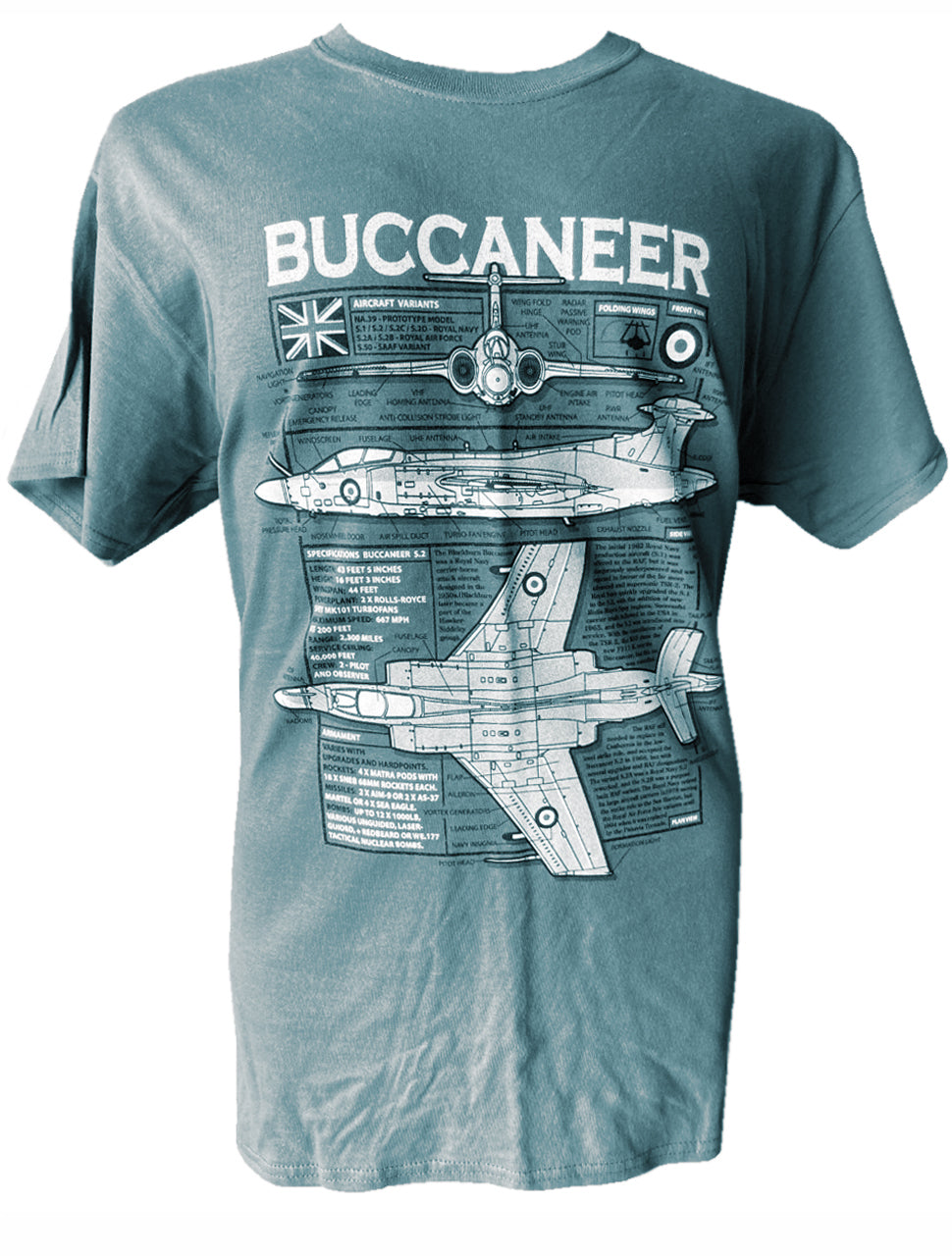 Blackburn Buccaneer RAF Cold War Jet Blueprint Design T Shirt