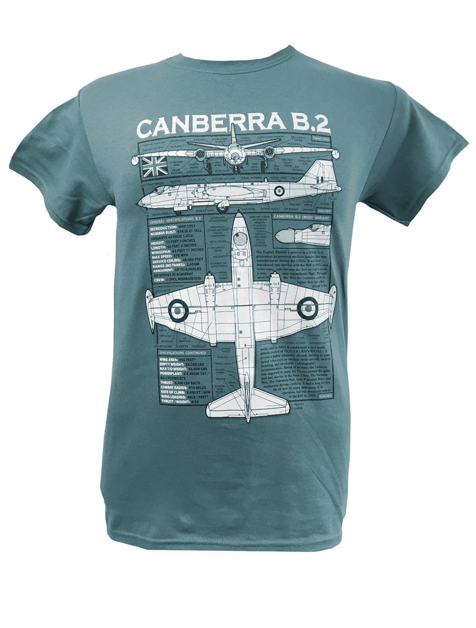 English Electric Canberra RAF Military Aircraft Blueprint Design T Shirt