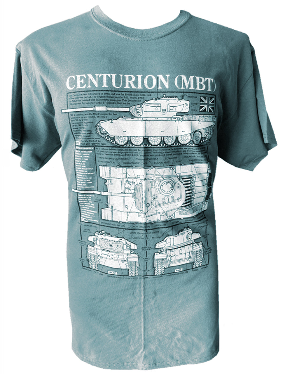 Centurion Tank British Army Blueprint Design T Shirt