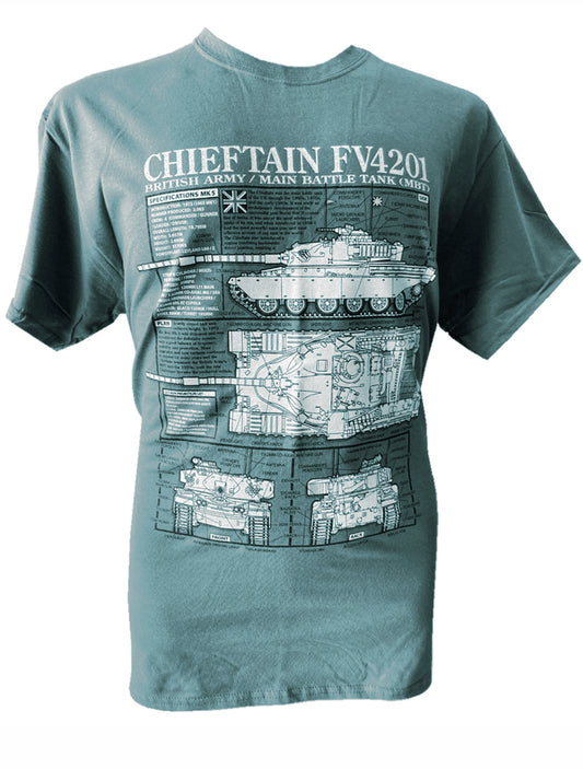 FV4201 Chieftain Tank British Army Blueprint Design T Shirt