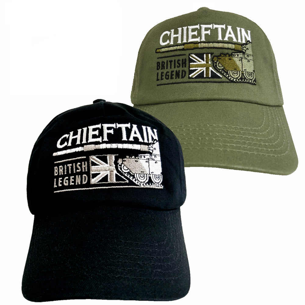 FV4201 Chieftain British Army Main Battle Tank Embroidered Black Green Adjustable Baseball Cap