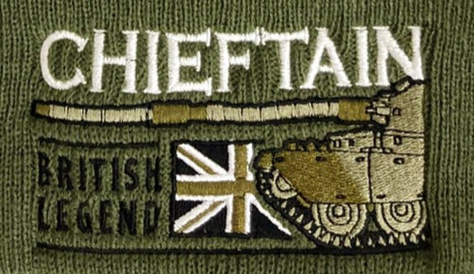 FV4201 Chieftain British Army Main Battle Tank Embroidered Green Beanie Hat