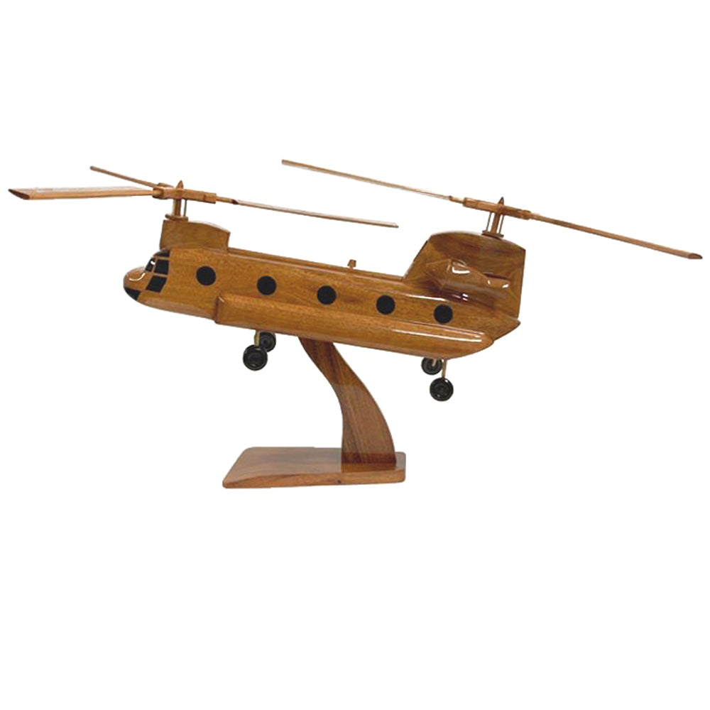 CH 47 Chinook Military Twin Engine Heavy Lifting Transport Helicopter Wooden Desktop Model