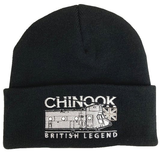 CH 47 Chinook Military Twin Engine Heavy Lifting Transport Helicopter Embroidered Black Green Beanie Hat