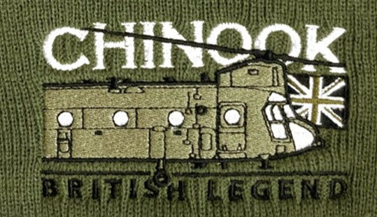 CH 47 Chinook Military Twin Engine Heavy Lifting Transport Helicopter Embroidered Black Green Beanie Hat