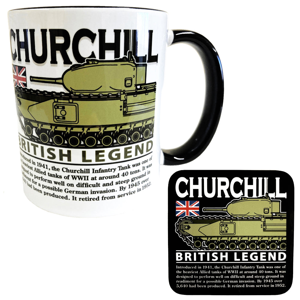 Churchill MK IV WW2 British Infantry Army Tank Mug Coaster Set