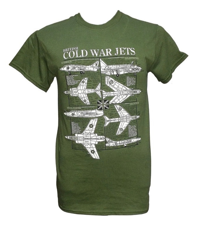 RAF Cold War Jet Aircraft Hawker Hunter Hawker Siddeley Harrier Blackburn Buccaneer English Electric Lightning Blueprint Design T Shirt