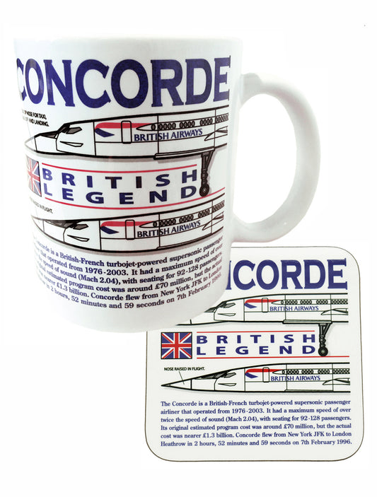 Aerospatiale BAC Concorde Supersonic Passenger Aircraft Mug Coaster