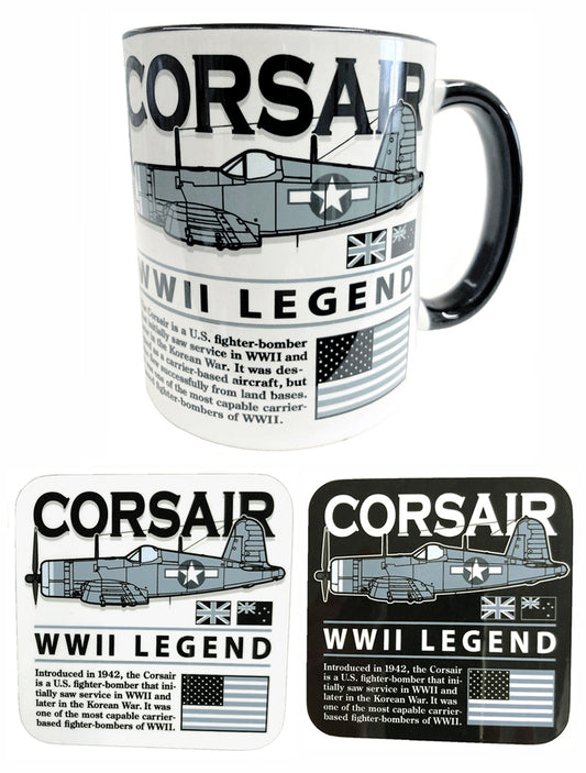 Vought F4U Corsair US Navy US Marine Corps Royal Navy RNZAF WWll Korean War Fighter Aircraft Mug Coaster