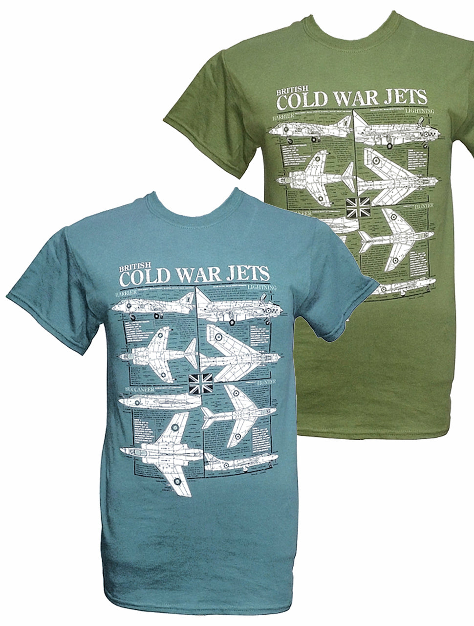 RAF Cold War Jet Aircraft Hawker Hunter Hawker Siddeley Harrier Blackburn Buccaneer English Electric Lightning Blueprint Design T Shirt