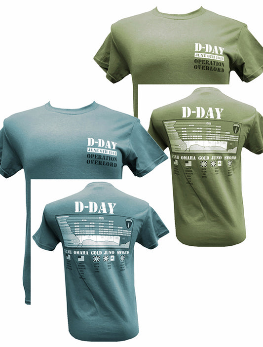 D-DAY LANDINGS June 6th 1944  Utah Omaha Gold Juno Sword Beaches Motif Back Print T Shirt