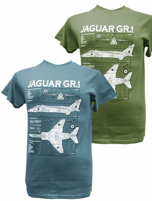 SEPECAT Jaguar RAF French Air Force Military Aircraft Blueprint Design T Shirt