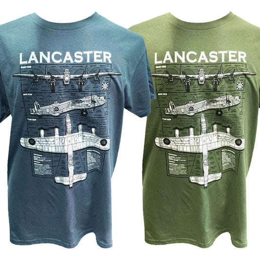 Avro Lancaster RAF WW2 Bomber Aircraft Blueprint Design T Shirt
