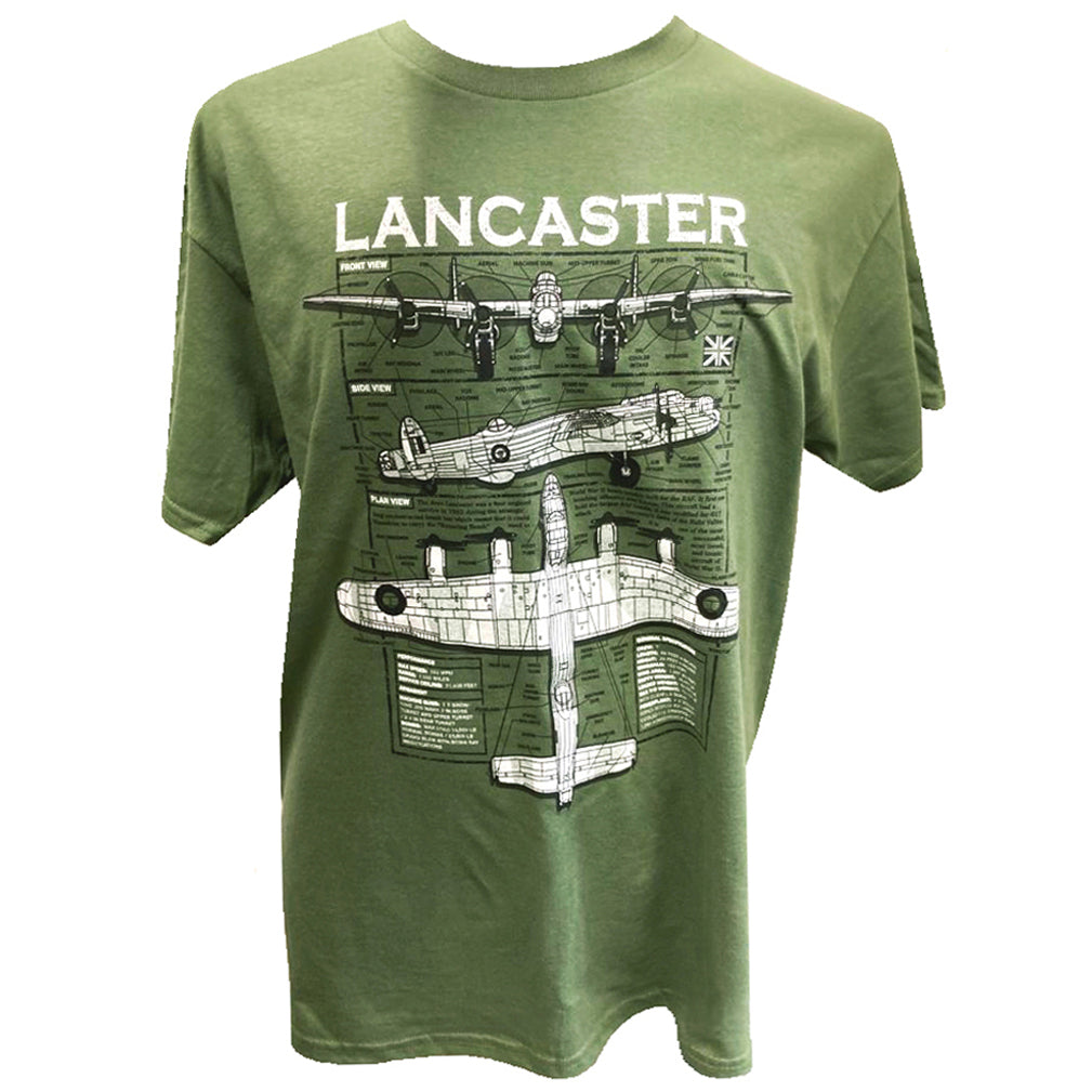 Avro Lancaster RAF WW2 Bomber Aircraft Blueprint Design T Shirt