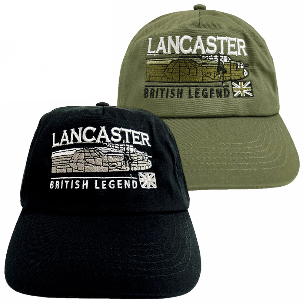 Avro Lancaster RAF RCAF RAAF WW11 Four Engine Heavy Bomber Aircraft Embroidered Black Green Adjustable Baseball Cap