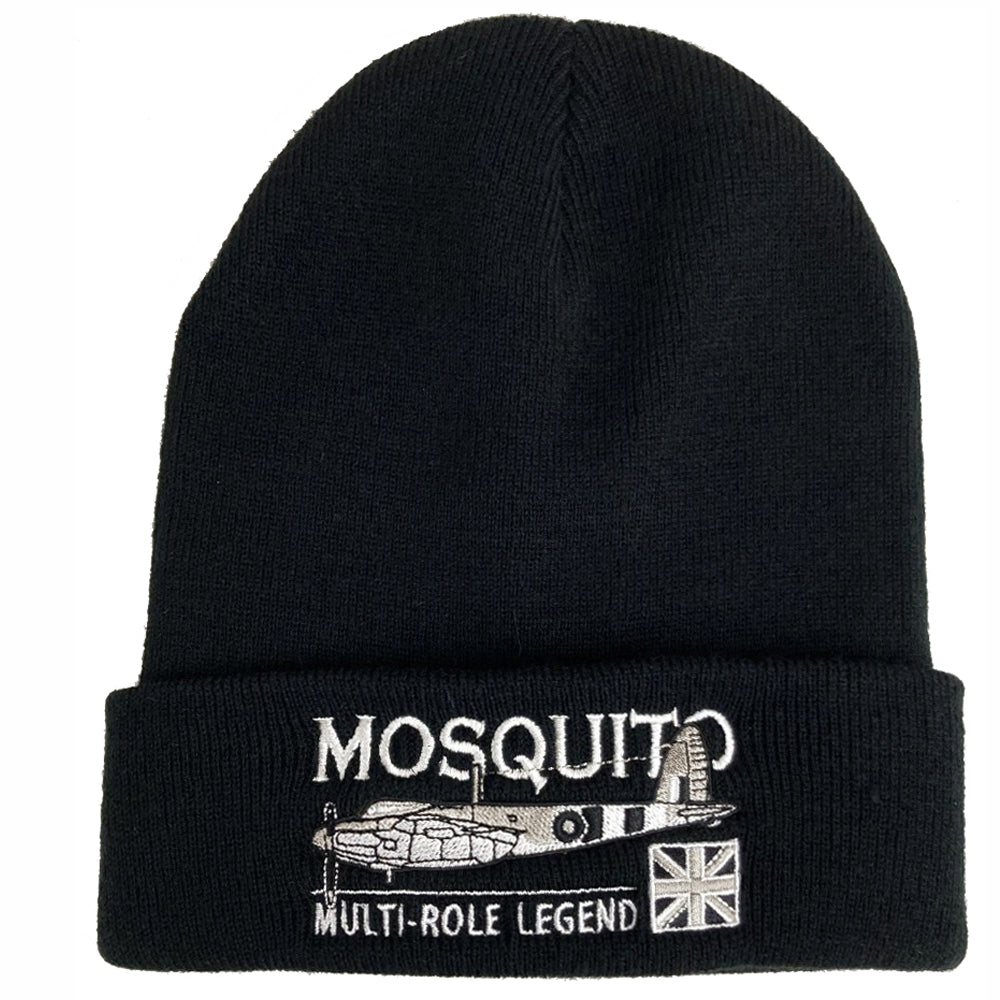 de Havilland DH 98 Mosquito RAF RCAF RAAF USAF WW11 Multirole Fighter Bomber Aircraft Embroidered Black Green Beanie Hat