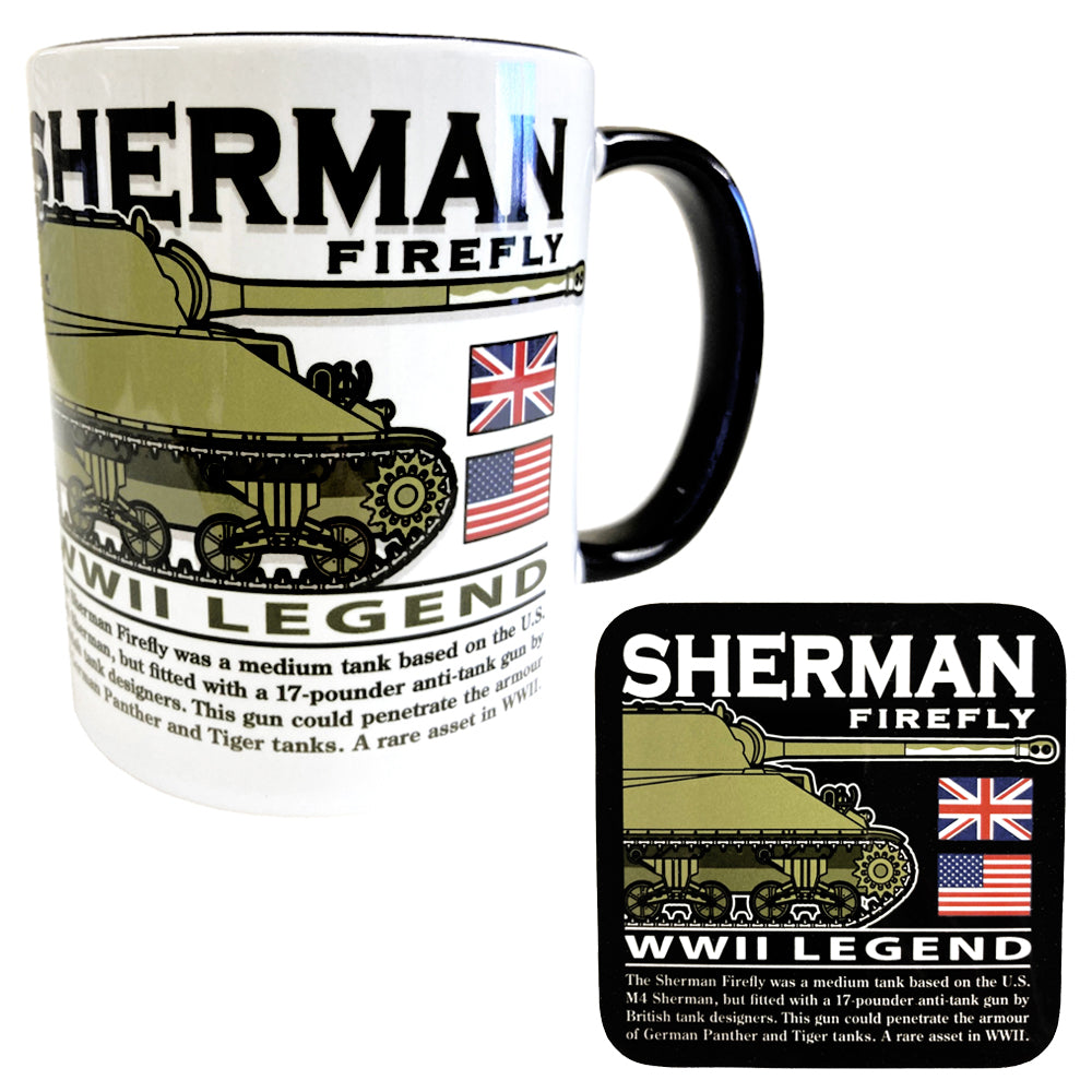 M4 Sherman Firefly Medium WW2 British Army Tank Mug Coaster Set