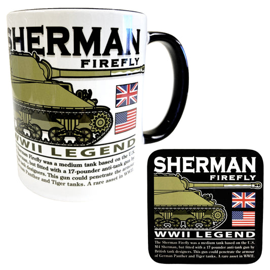 M4 Sherman Firefly Medium WW2 British Army Tank Mug Coaster Set
