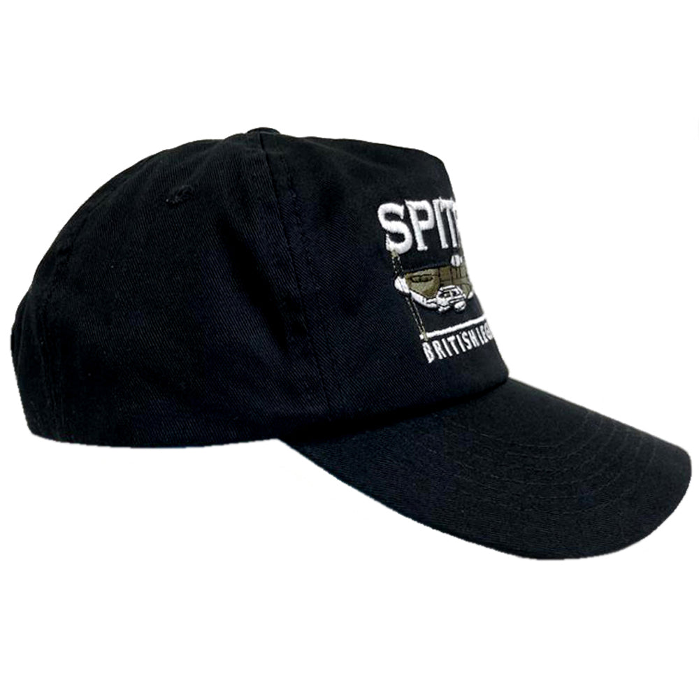 Supermarine Spitfire RAF WW11 Battle Of Britain Fighter Aircraft Embroidered Black Green Adjustable Baseball Cap