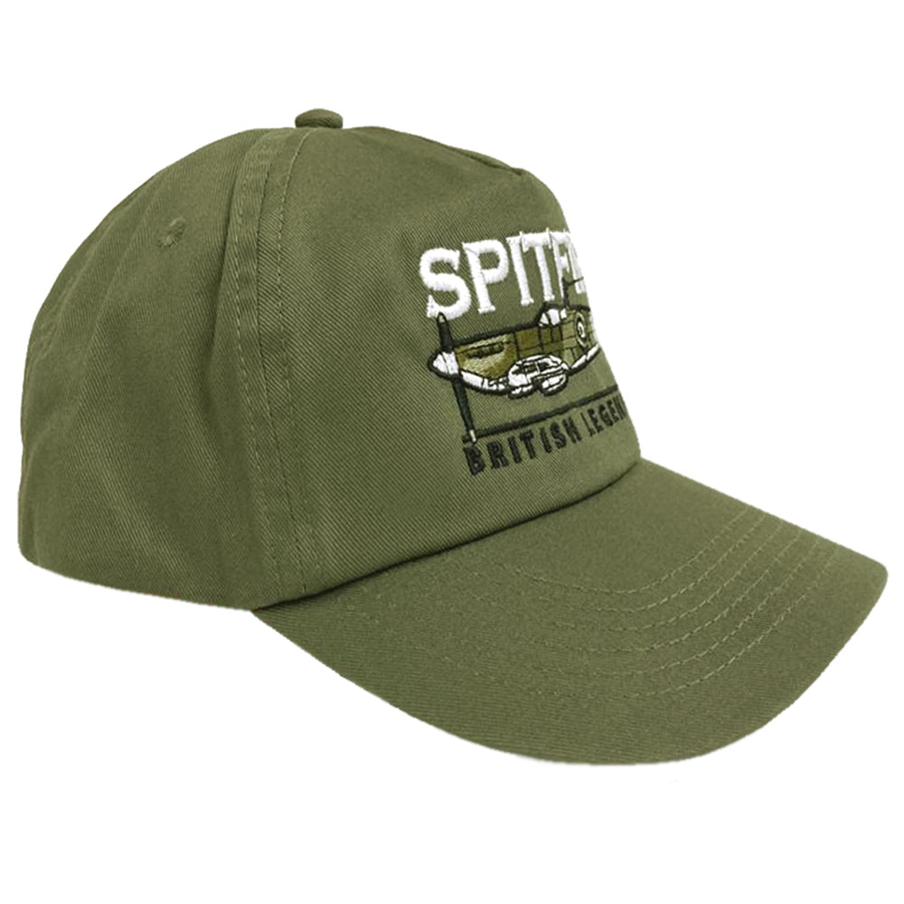 Supermarine Spitfire RAF WW11 Battle Of Britain Fighter Aircraft Embroidered Black Green Adjustable Baseball Cap