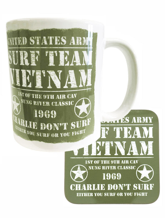 Surf Team Charlie Don t Surf US Army Vietnam War Mug Coaster