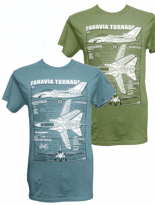 Panavia Tornado RAF Military Swing Wing Aircraft Blueprint Design T Shirt