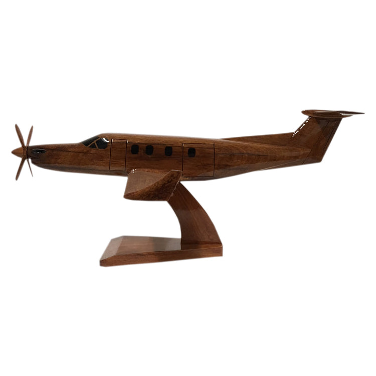 Pilatus PC 12 Passenger Cargo Aircraft Wooden Desktop Model