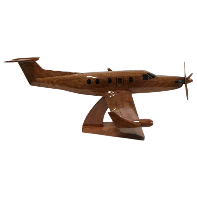 Pilatus PC 12 Passenger Cargo Aircraft Wooden Desktop Model