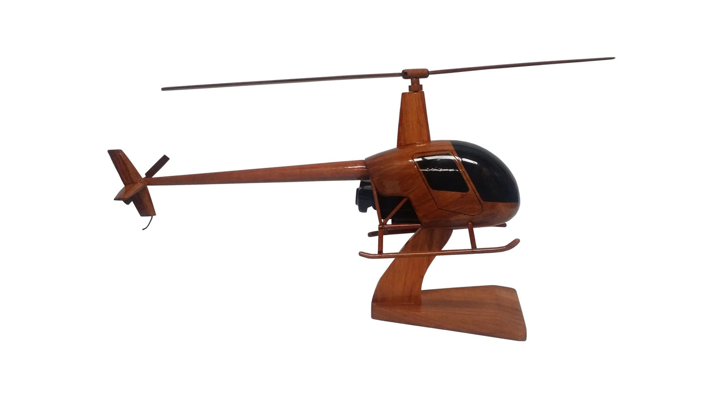 Robinson 22 2 Seat Civilian Helicopter Aircraft Wooden Desktop Model