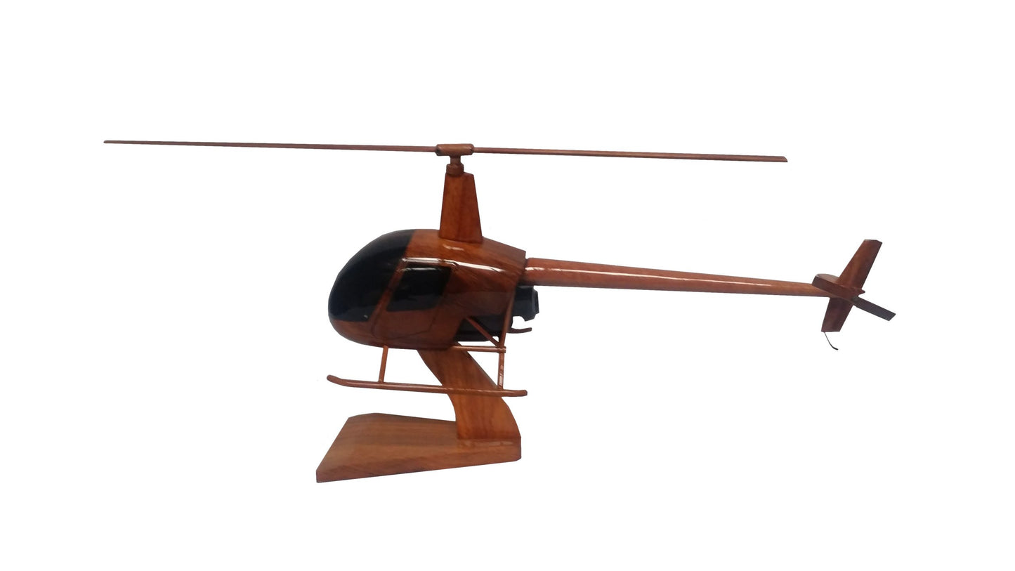 Robinson 22 2 Seat Civilian Helicopter Aircraft Wooden Desktop Model