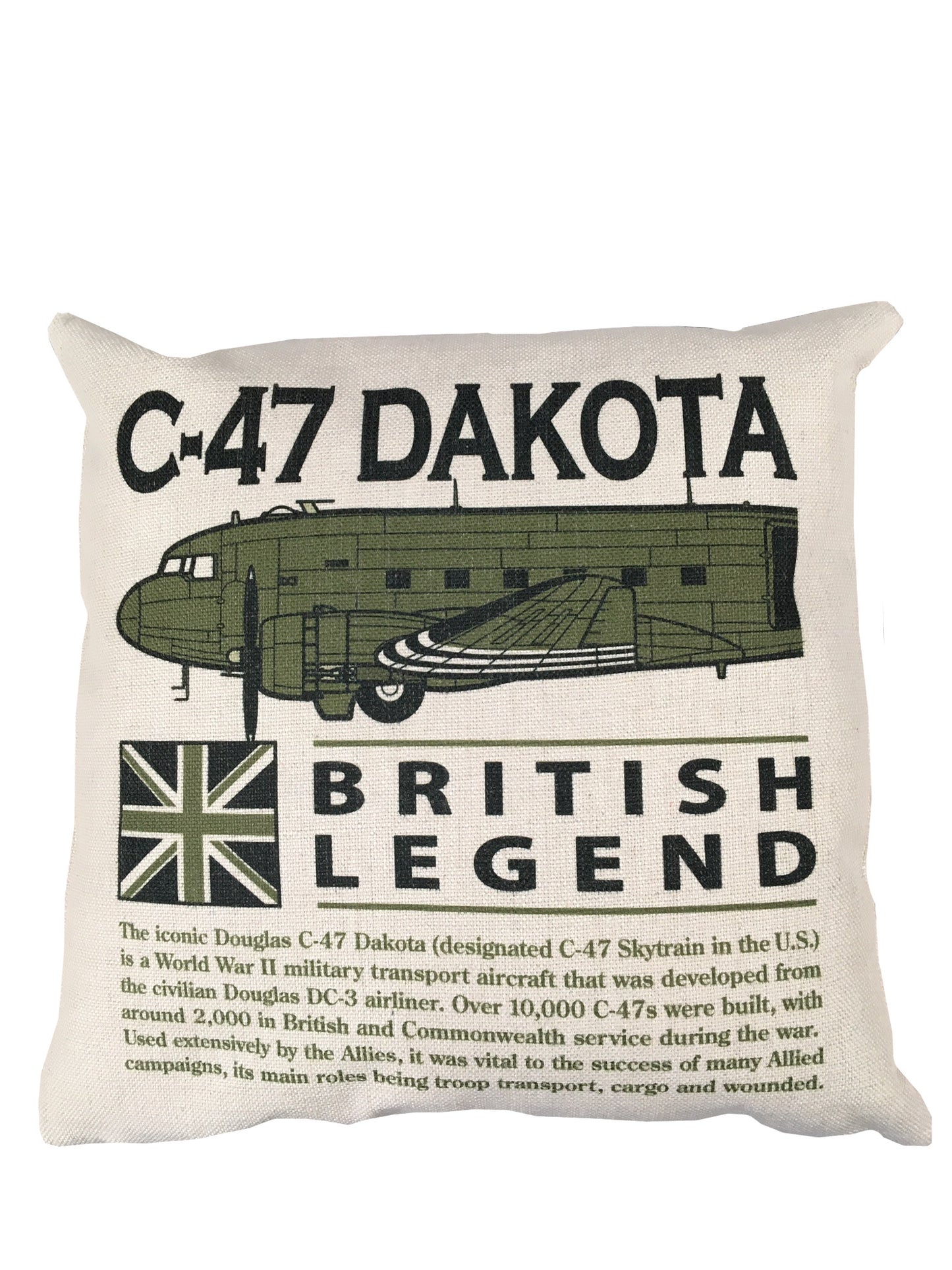 Douglas DC 3 Dakota C 47 Skytrain RAF USAF WWll Military Transport Aircraft Cushion Inner Included